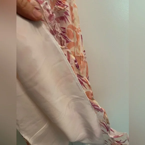 Silk peach floral dress size small - Picture 3 of 4